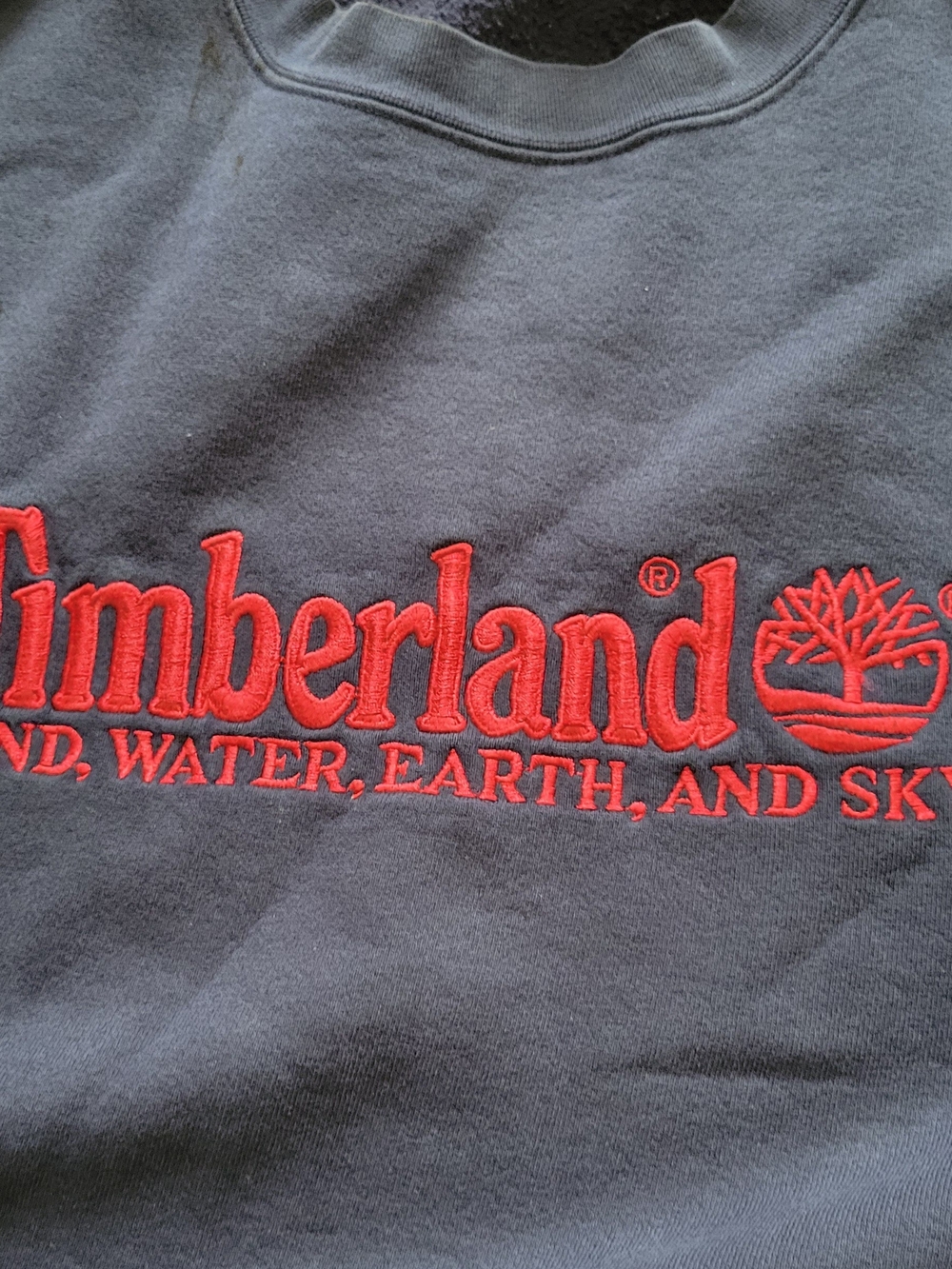 Vintage Timberland Black Crewneck Sweatshirt with Red Logo 1996